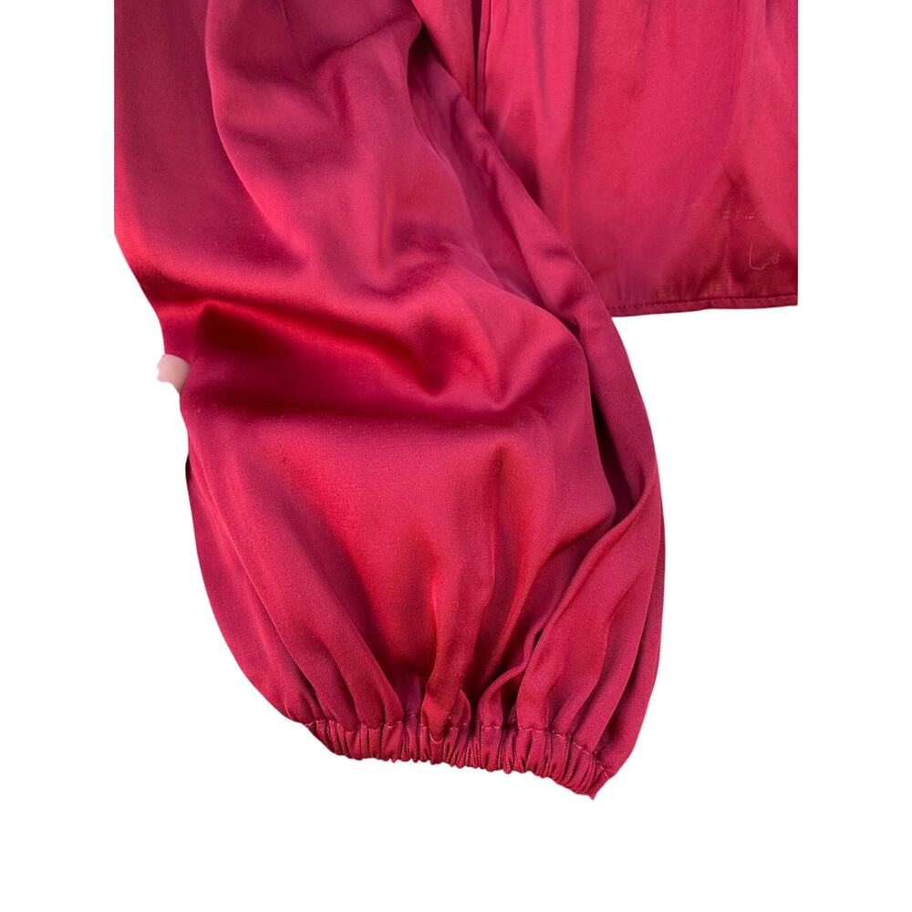 Abercrombie & Fitch, Emerson baby doll shiny
red satin long sleeve top small - Picture 4 of 7